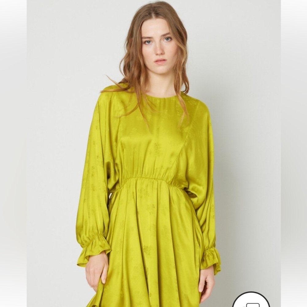 American Vintage NWT Large Anise Viscose Mini Dress Italian Designer - Picture 2 of 10